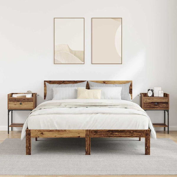 Yöpöytä 2 pcs Vanha puu 40 x 29 x 60 cm Tekninen puu