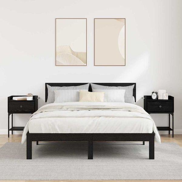 Yöpöytä 2 pcs Musta tammi 40 x 29 x 60 cm Tekninen puu