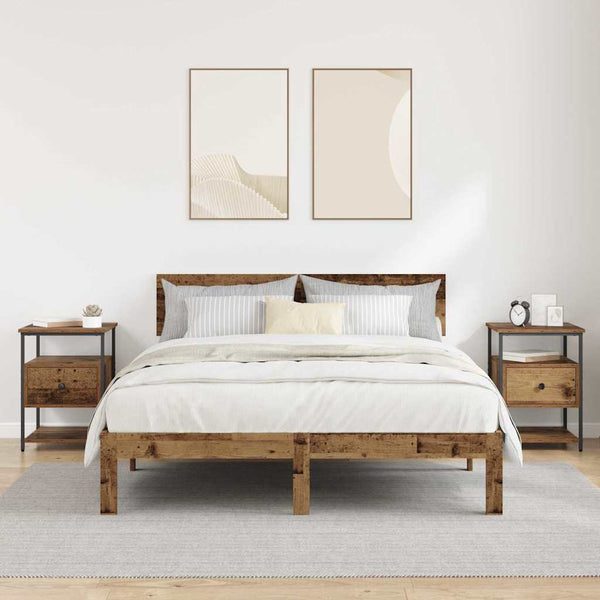 Yöpöytäkaappi 2 pcs Vanha puu 40 x 42 x 56 cm Tekninen puu