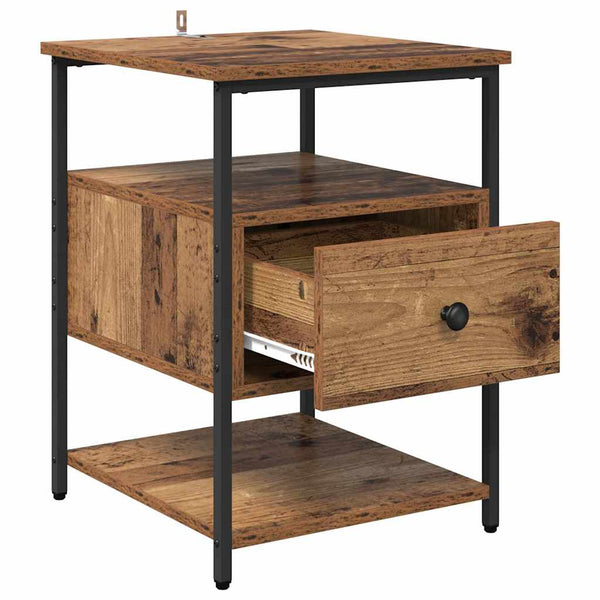 Yöpöytäkaappi 2 pcs Vanha puu 40 x 42 x 56 cm Tekninen puu