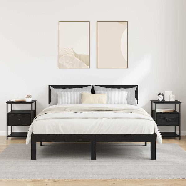 Yöpöytäkaappi 2 pcs Musta tammi 40 x 42 x 56 cm Tekninen puu