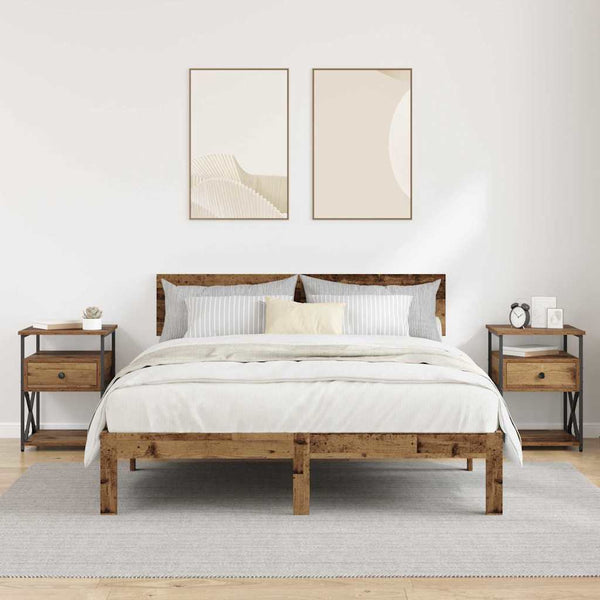 Yöpöytäkaappi 2 pcs Vanha puu 40 x 42 x 55 cm Tekninen puu