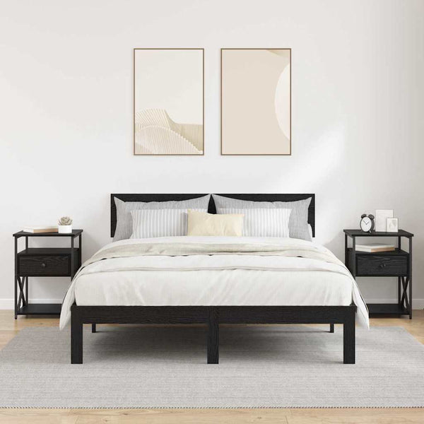 Yöpöytäkaappi 2 pcs Musta tammi 40 x 42 x 55 cm Tekninen puu