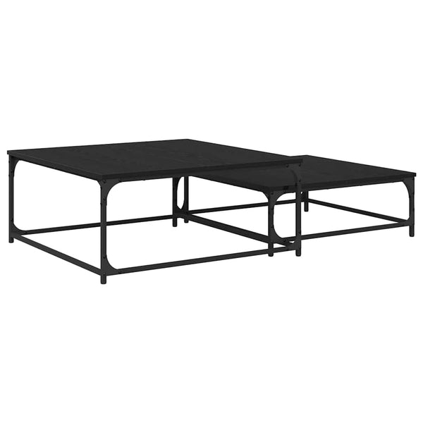 Sohvapöytä 2 kpl Musta tammi. 80 x 80 x 35 cm Tekninen puu