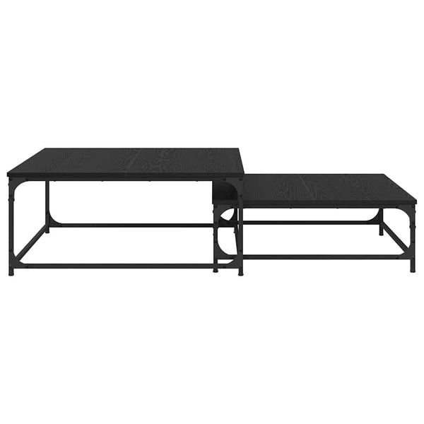 Sohvapöytä 2 kpl Musta tammi. 80 x 80 x 35 cm Tekninen puu