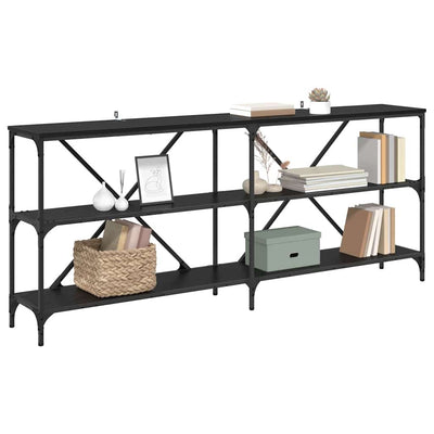 Konsolipöytä hyllyllä Musta tammi. 180 x 30 x 75 cm