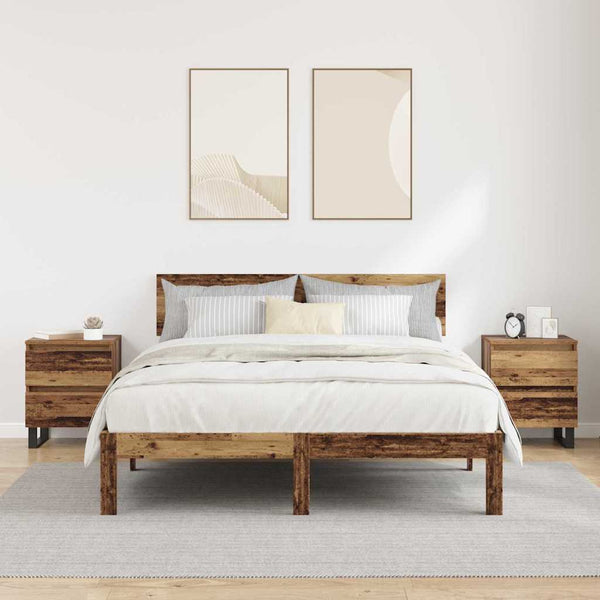 Yöpöytäkaappi 2 pcs Vanha puu 40 x 35 x 50 cm Tekninen puu