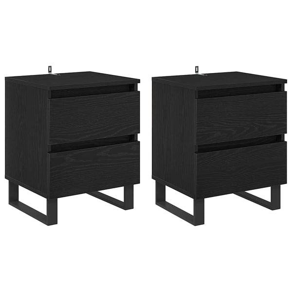 Yöpöytäkaappi 2 pcs Musta tammi 40 x 35 x 50 cm Tekninen puu