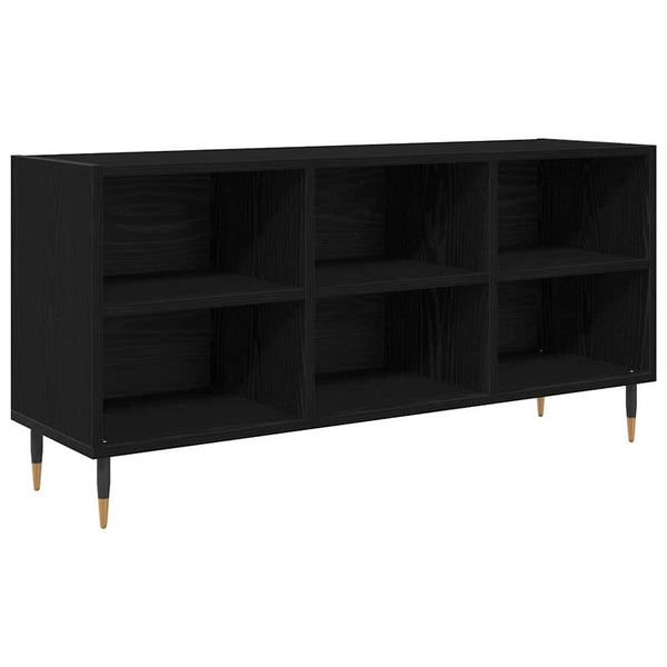 Mustasta tammesta valmistettu TV-kaappi. Mitat 103,5 x 30 x 50 cm, materiaali Tekninen puu.