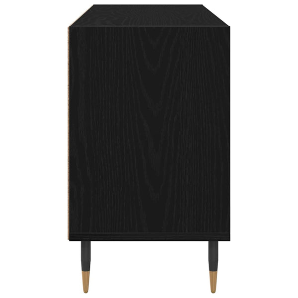 Mustasta tammesta valmistettu TV-kaappi. Mitat 103,5 x 30 x 50 cm, materiaali Tekninen puu.