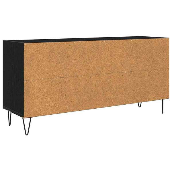 TV-kaappi mustasta tammesta. Tekninen puu, mitat 103,5 x 30 x 50 cm.