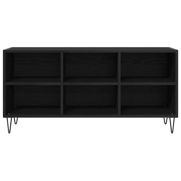 TV-kaappi mustasta tammesta. Tekninen puu, mitat 103,5 x 30 x 50 cm.