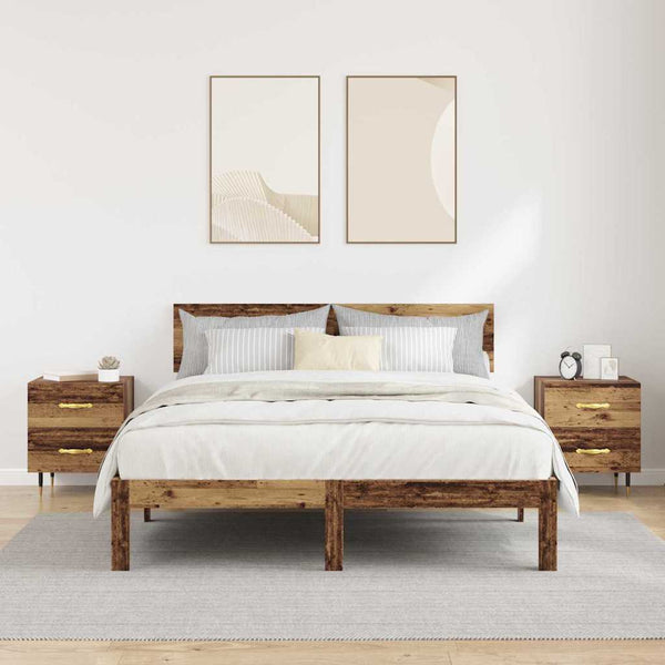 Yöpöytäkaappi 2 pcs Vanha puu 40 x 35 x 47.5 cm Tekninen puu