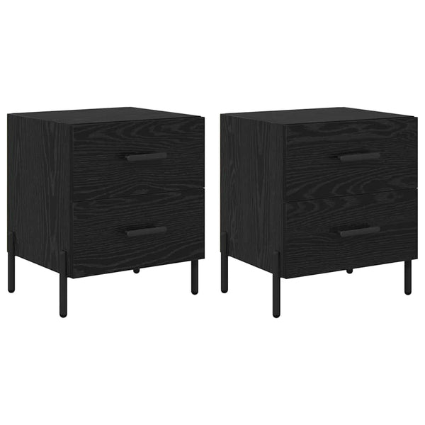 Yöpöytäkaappi 2 pcs Musta tammi 40 x 35 x 47.5 cm Tekninen puu