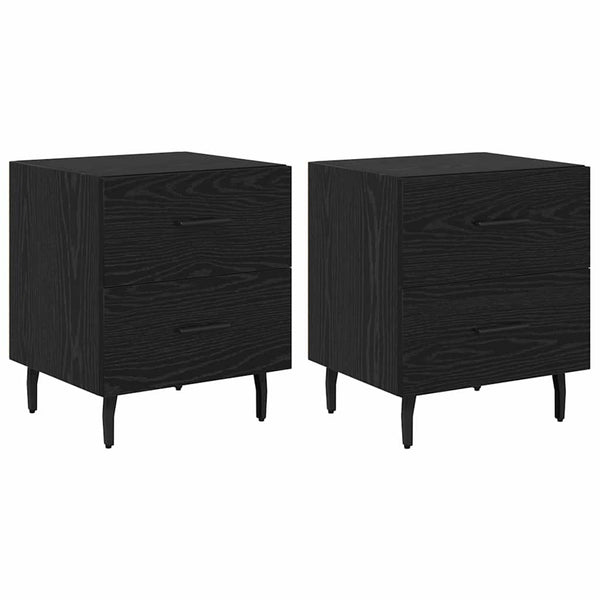 Yöpöytäkaappi 2 pcs Musta tammi 40 x 35 x 47.5 cm Tekninen puu