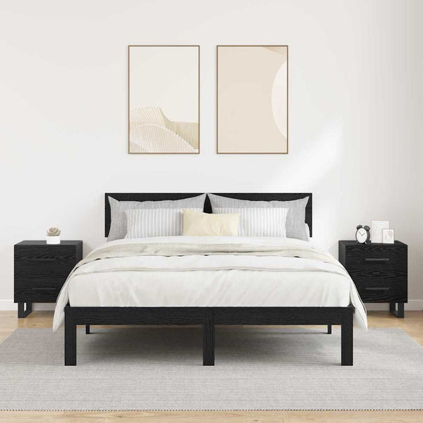 Yöpöydät 2 pcs Musta tammi 40 x 35 x 47.5 cm Tekninen puu