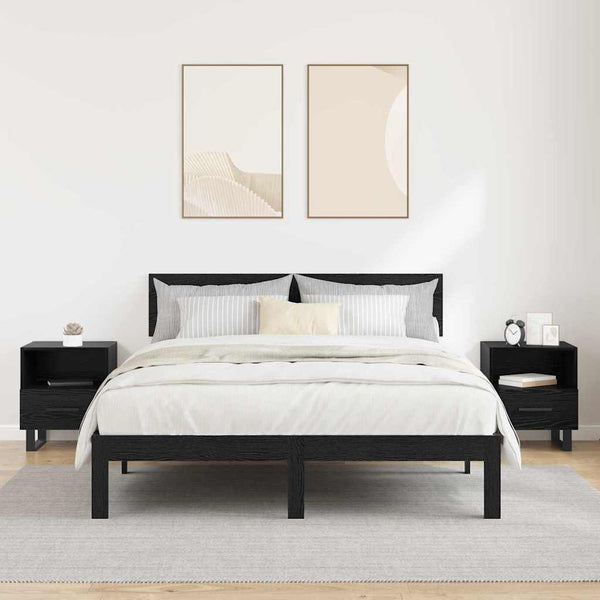 Yöpöytäkaappi 2 pcs Musta tammi 40 x 35 x 47.5 cm Tekninen puu