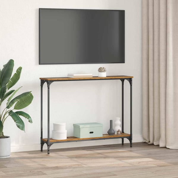 Konsolipöytä hyllyllä Vanha Puu 100 x 23 x 15,5 cm Tekninen puu