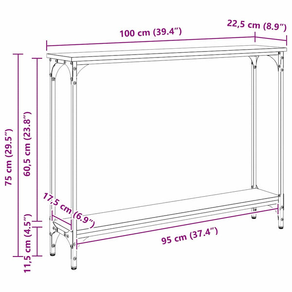 Konsolipöytä Musta tammi. 102 x 23 x 15,5 cm Tekninen puu