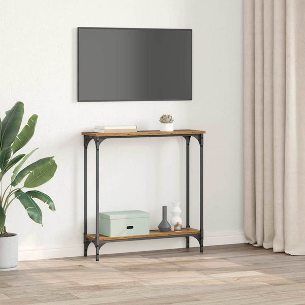 Konsolipöytä hyllyllä Vanha Puu 75 x 22,5 x 75 cm Tekninen puu