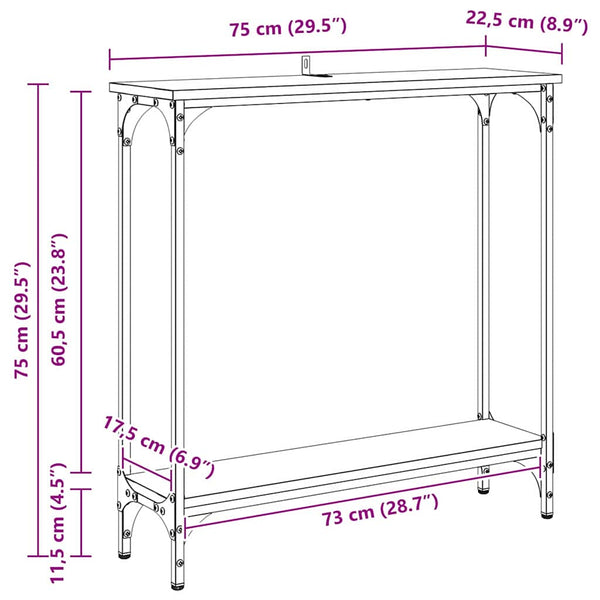 Konsolipöytä hyllyllä Vanha Puu 75 x 22,5 x 75 cm Tekninen puu