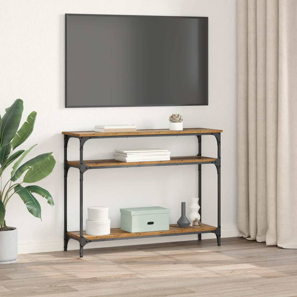 Konsolipöytä hyllyllä Vanha Puu 100 x 29 x 75 cm Tekninen puu