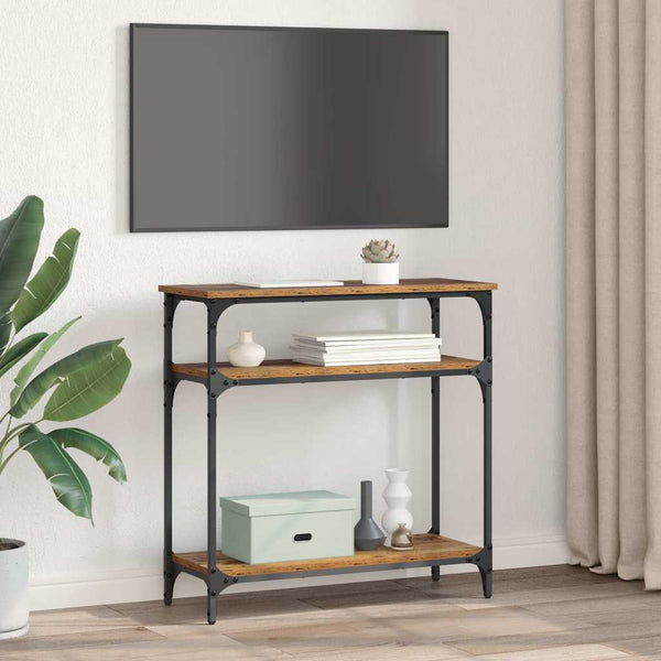 Konsolipöytä hyllyllä Vanha Puu 75 x 29 x 75 cm Tekninen puu