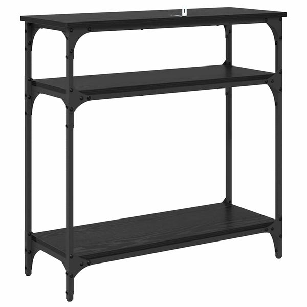 Konsolipöytä hyllyllä Musta tammi. 75 x 29 x 75 cm Tekninen puu