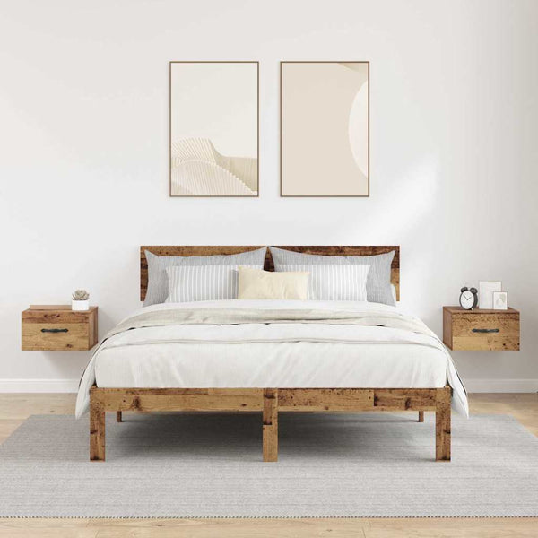 Yöpöytäkaappi 2 pcs Vanha puu 35 x 35 x 20 cm Tekninen puu