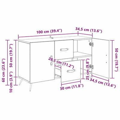 Sivupöytä Artisan tammi 100 x 36 x 60 cm Tekninen puu