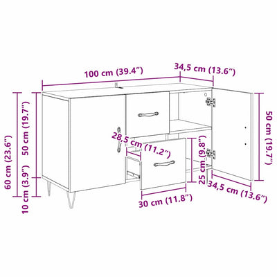 Sivupöytä Musta tammi. 100 x 36 x 60 cm Tekninen puu