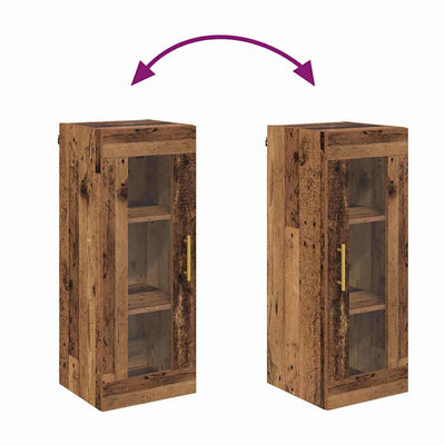 Seinäkaappi Vanha Puu 34,5 x 34 x 90 cm Puurakenteinen ja lasi