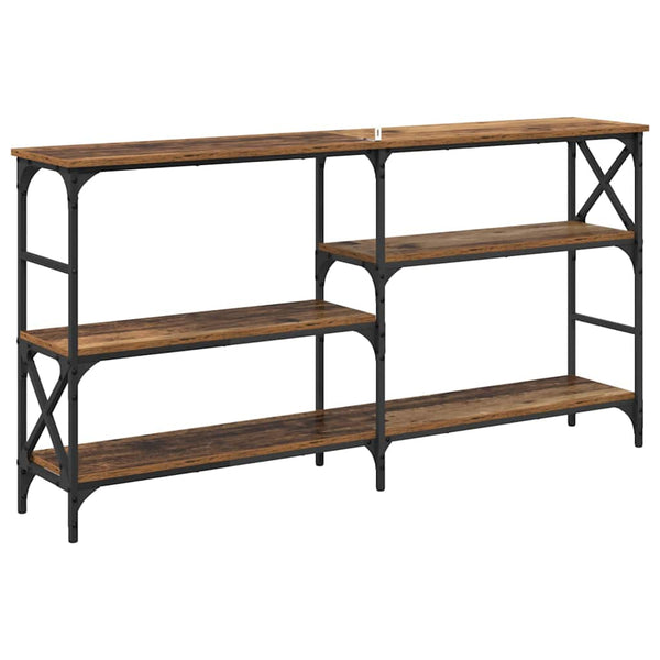 Konsolipöytä hyllyllä Vanha puu 150 x 29 x 76,5 cm Tekninen puu