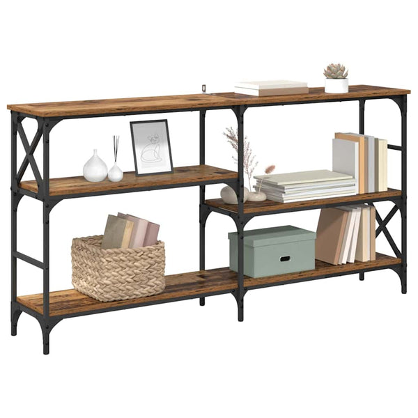 Konsolipöytä hyllyllä Vanha puu 150 x 29 x 76,5 cm Tekninen puu