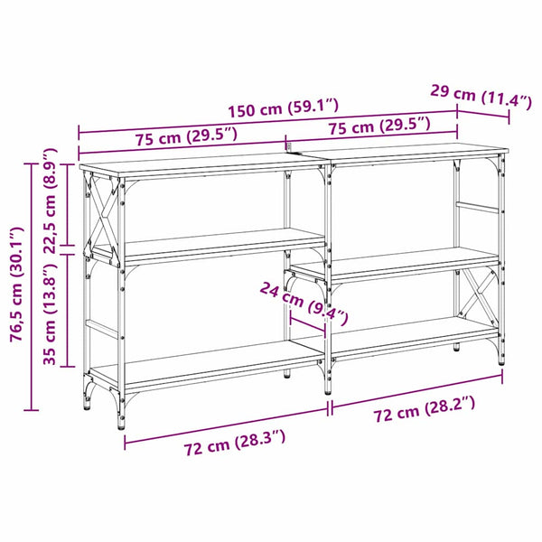 Konsolipöytä Musta tammi. 150 x 29 x 76,5 cm Tekninen puu