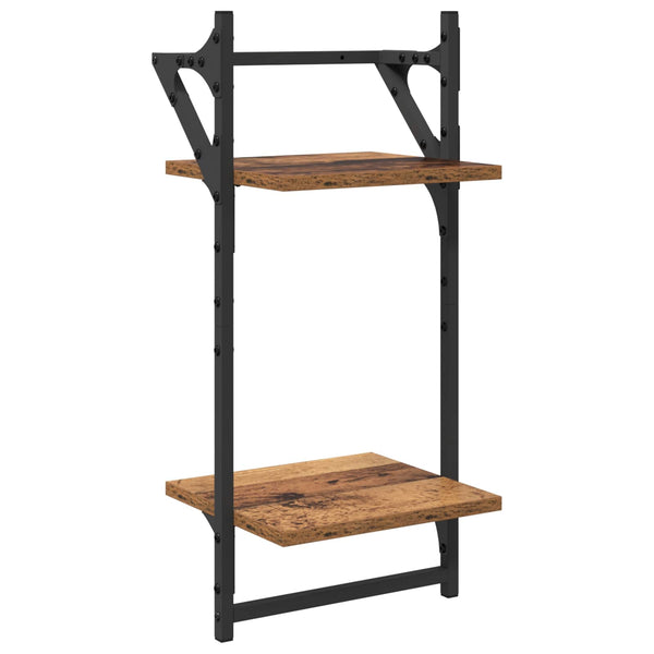 Seinähyllysetti 6 kpl Vanha Puu 100 x 25 x 30 cm Tekninen puu