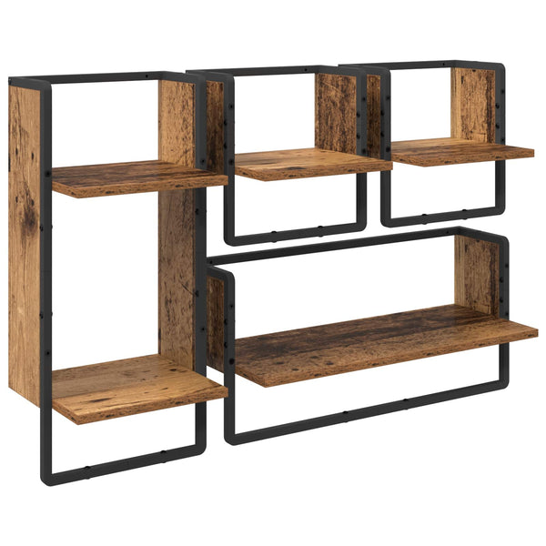 Seinähyllysetti 4 kpl Vanha Puu 65 x 25 x 30 cm Tekninen puu