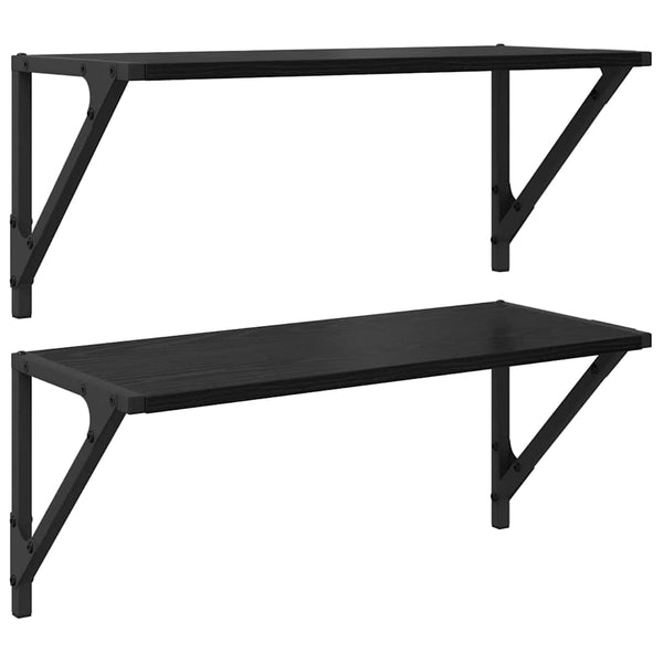 Seinähyllyt 2 kpl Musta tammi. 60 x 25 x 25,5 cm Tekninen puu