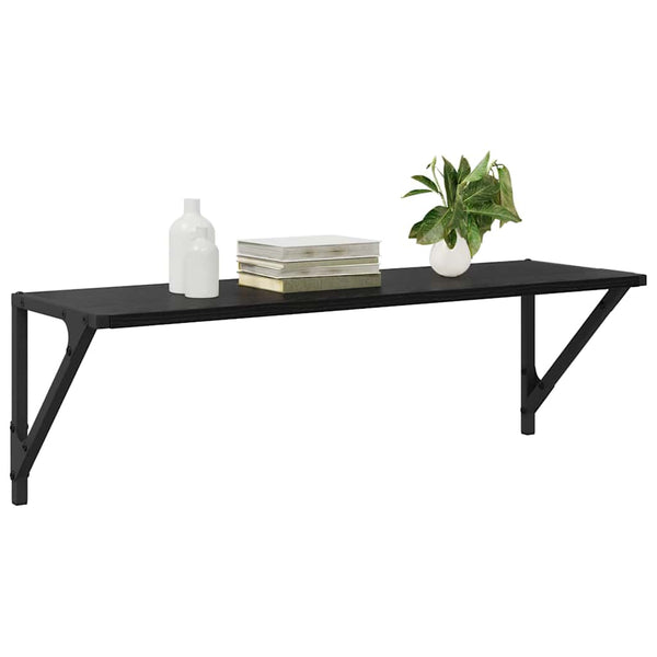Seinähyllyt 2 kpl Musta tammi. 80 x 25 x 25,5 cm Tekninen puu