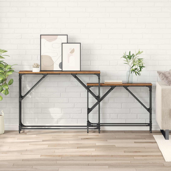 Konsolipöytä 2 kpl Vanha Puu 100 x 28 x 75 cm Tekninen puu