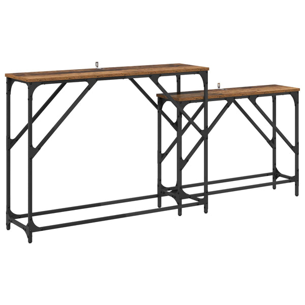 Konsolipöytä 2 kpl Vanha Puu 100 x 28 x 75 cm Tekninen puu