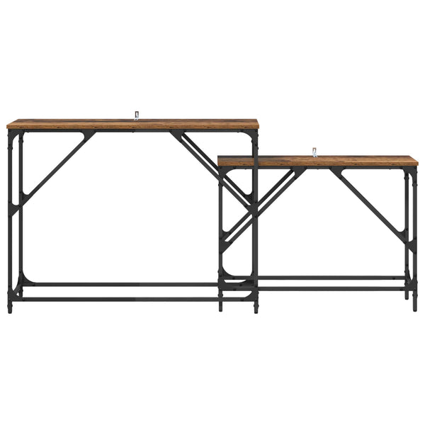 Konsolipöytä 2 kpl Vanha Puu 100 x 28 x 75 cm Tekninen puu
