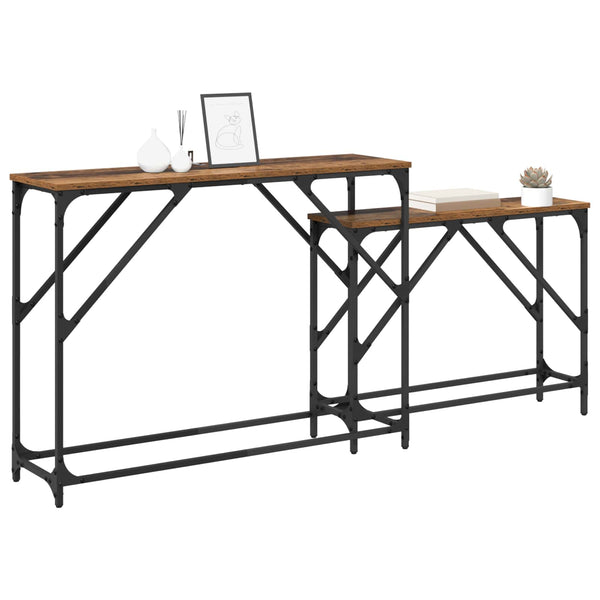 Konsolipöytä 2 kpl Vanha Puu 100 x 28 x 75 cm Tekninen puu