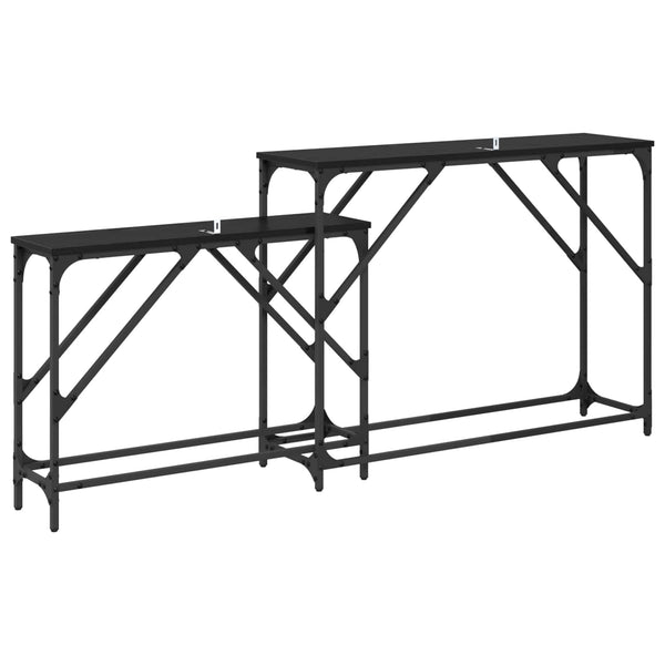 Konsolipöytä 2 kpl Musta tammi. 100 x 28 x 75 cm Tekninen puu