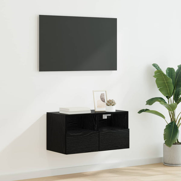 TV-seinäkaappi 60 x 30 x 30 cm Musta tammi. Tekninen puu