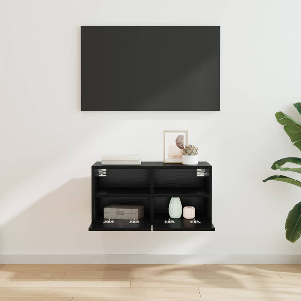 TV-seinäkaappi 60 x 30 x 30 cm Musta tammi. Tekninen puu