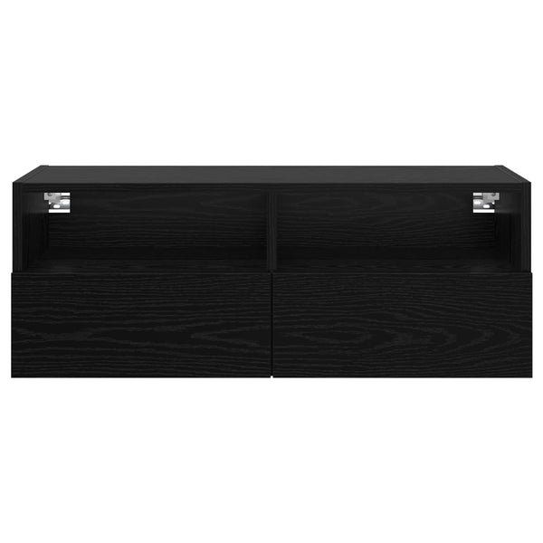 TV-seinäkaappi 80 x 30 x 30 cm Musta tammi. Tekninen puu