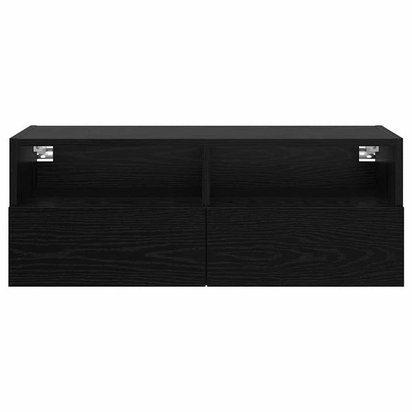 TV-seinähyllyt 2 pcs Musta tammi. 80 x 30 x 30 cm Tekninen puu