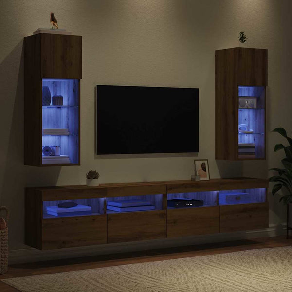 2 kpl seinälle asennettavat TV-kaapit Artisan tammesta