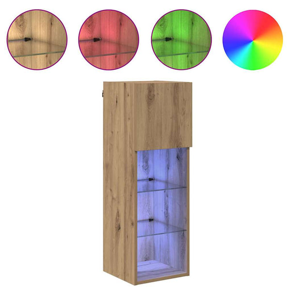 2 kpl seinälle asennettavat TV-kaapit Artisan tammesta